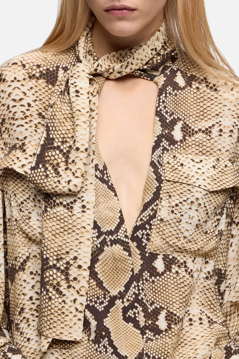 BALLOON SLEEVE BLOUSE in Viscose Snake
