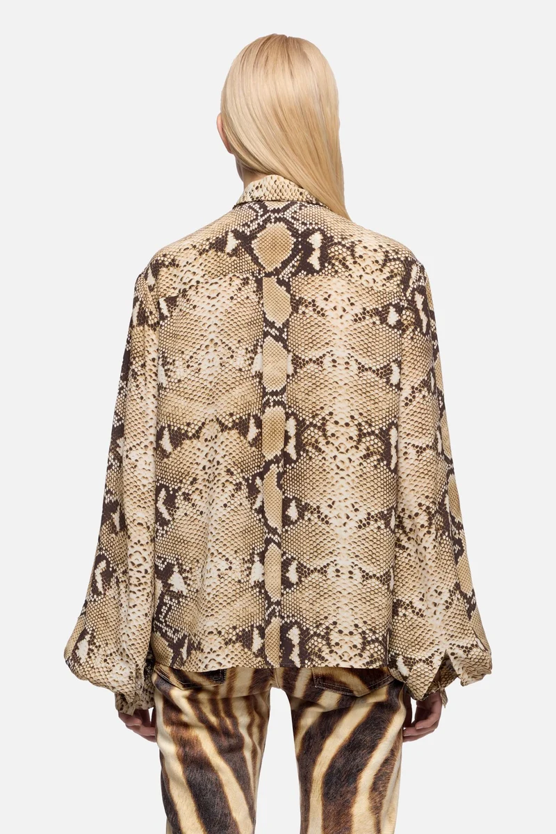 BALLOON SLEEVE BLOUSE in Viscose Snake