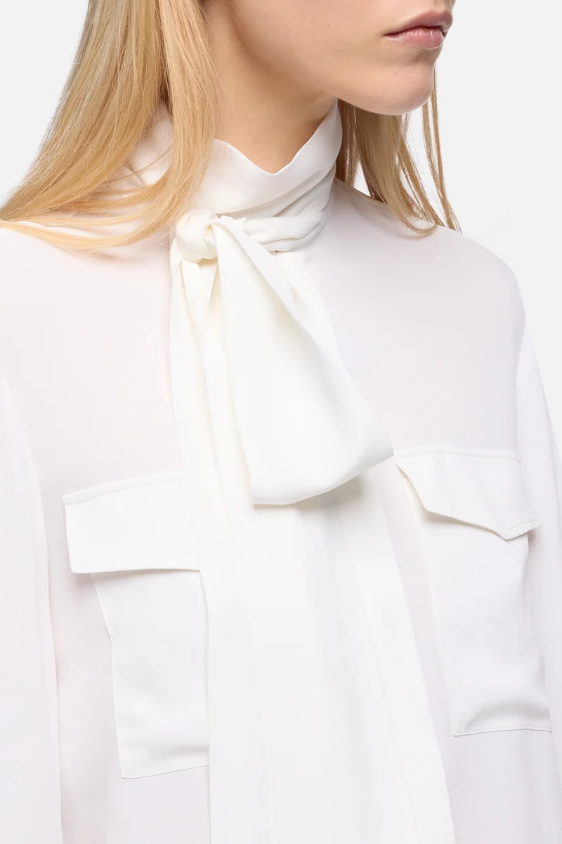 BALLOON SLEEVE BLOUSE in Silk Optical White