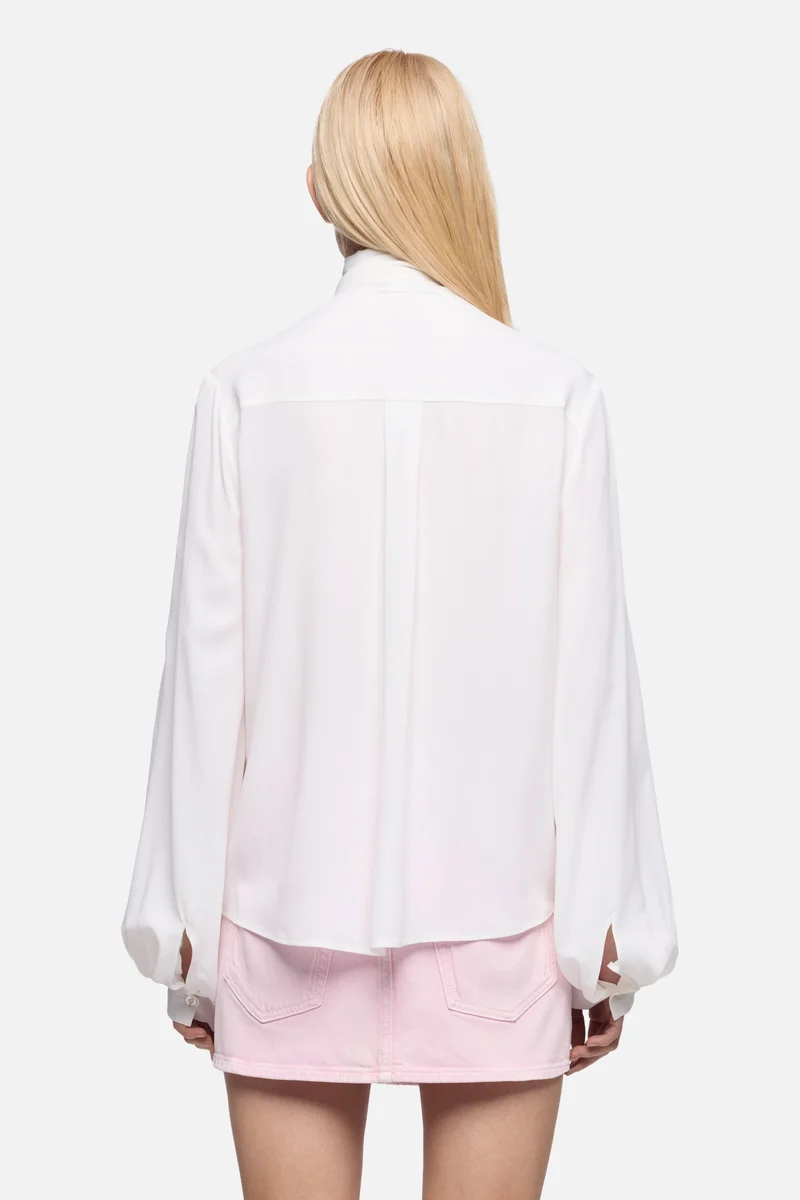BALLOON SLEEVE BLOUSE in Silk Optical White