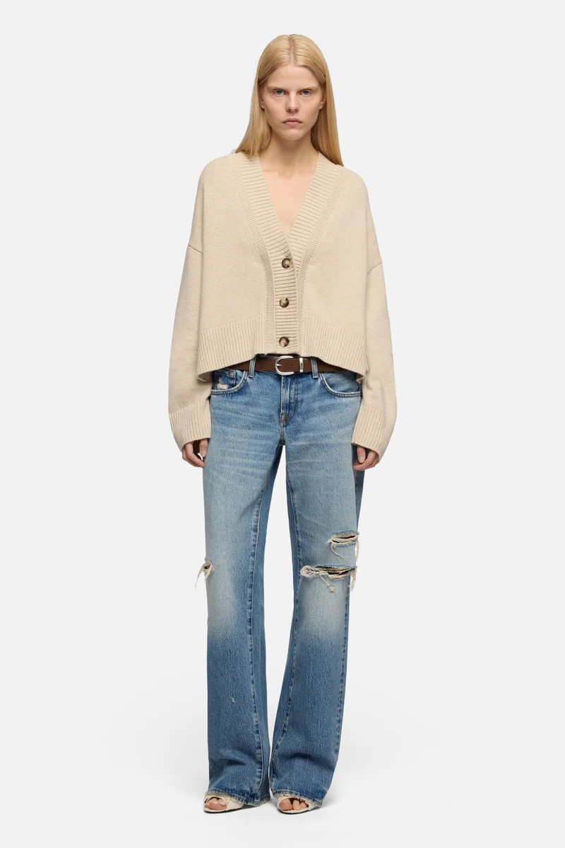 DOUBLE CARDIGAN in Wool Blend Moonbeam