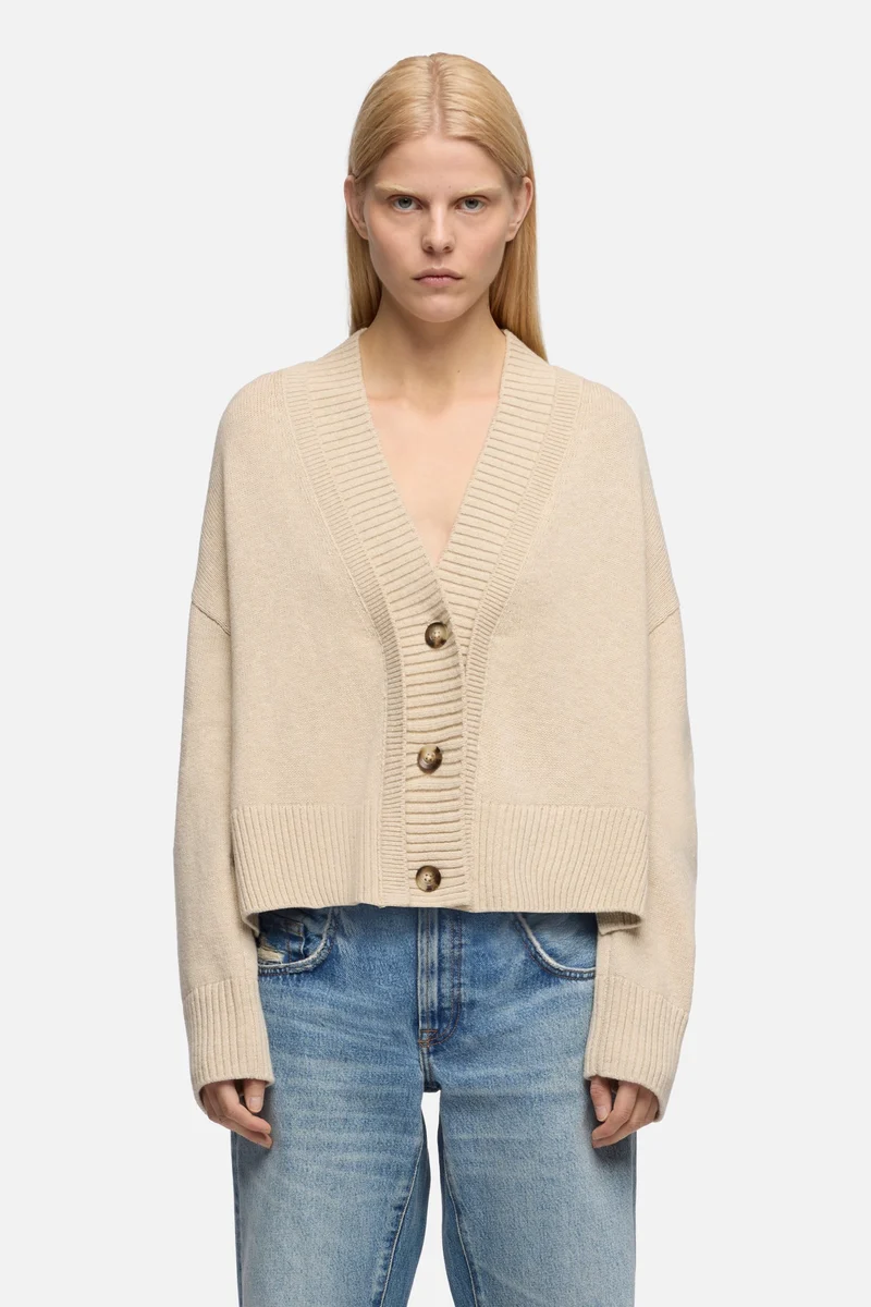 DOUBLE CARDIGAN in Wool Blend Moonbeam