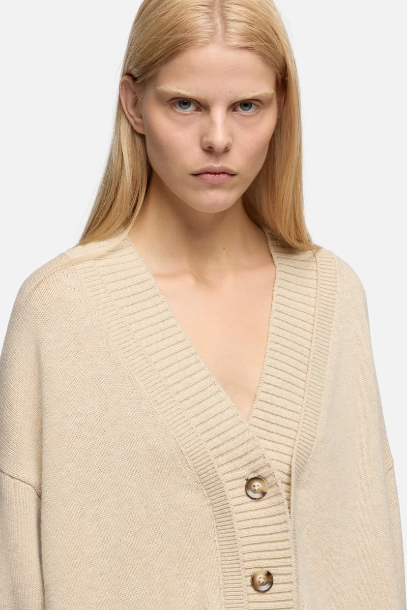 DOUBLE CARDIGAN in Wool Blend Moonbeam