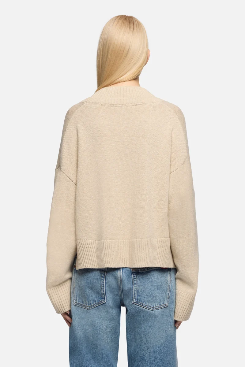 DOUBLE CARDIGAN in Wool Blend Moonbeam