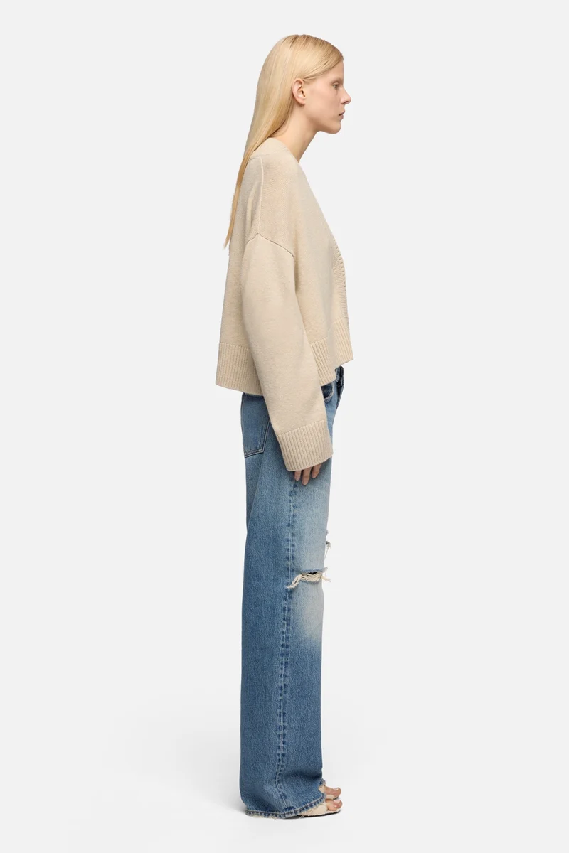 DOUBLE CARDIGAN in Wool Blend Moonbeam