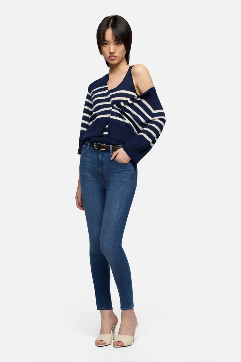 BUBBLE CARDIGAN in Cashmere Striped Ink