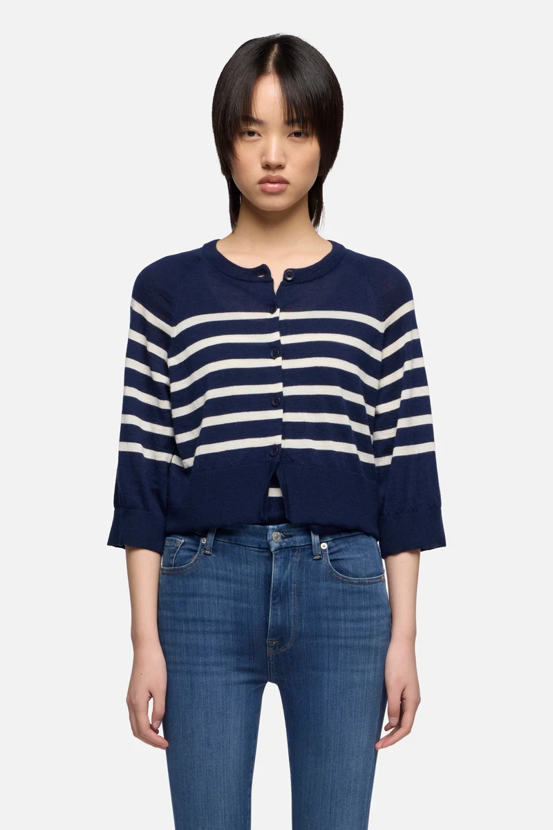 BUBBLE CARDIGAN in Cashmere Striped Ink