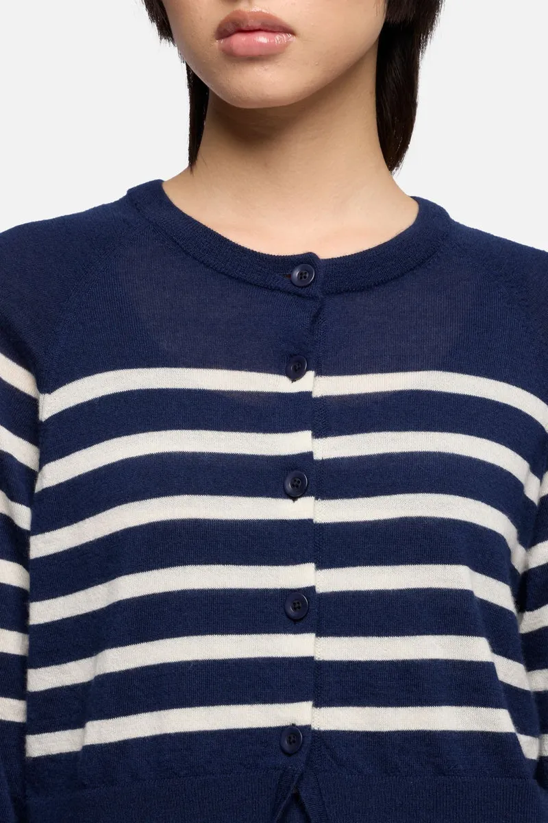 BUBBLE CARDIGAN in Cashmere Striped Ink