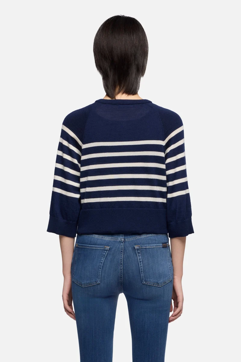 BUBBLE CARDIGAN in Cashmere Striped Ink