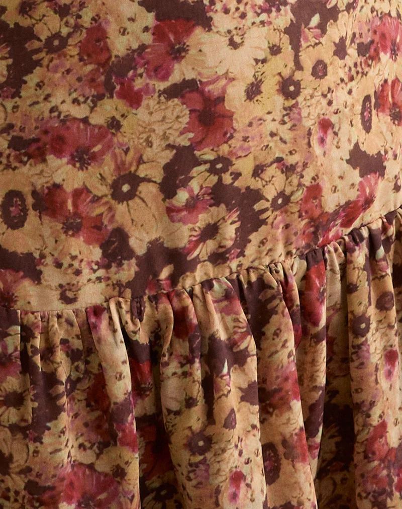 Marja Cami Minikleid aus Chiffon mit rostiger Blume