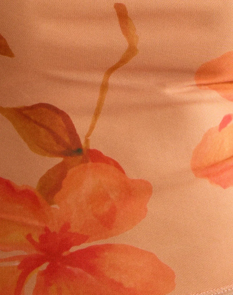 Jefita Cami Top in Aquarell Hibiskus Orange