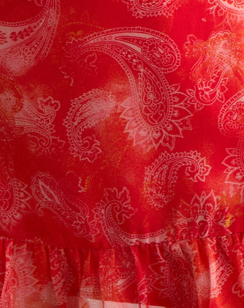 Mireya Minikleid aus Paisley-Chiffon Rot