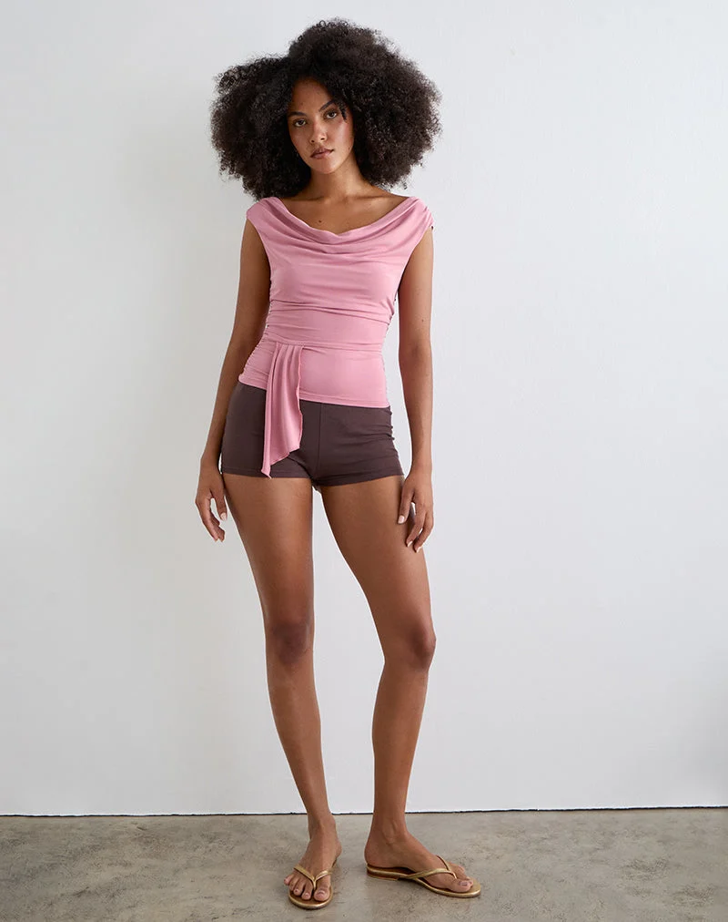 Neida Drapiertes Top aus Cupro Rosa