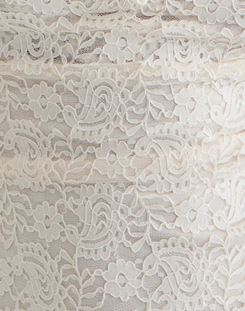 Samwell Neckholder-Top aus Paisley-Spitze Elfenbein