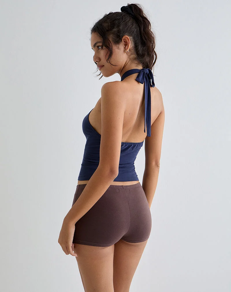 Lorie Neckholder-Top aus Cupro Navy