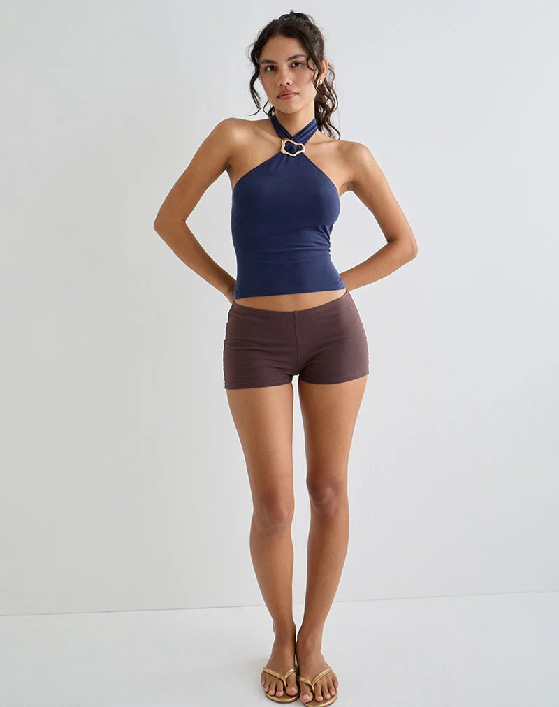 Lorie Neckholder-Top aus Cupro Navy