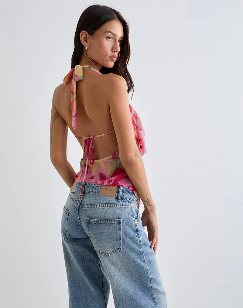 Duma Cowl Halfter Top in Bold Multi Farbe Floral