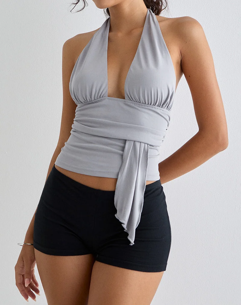 Prilla Neckholder-Top aus Cupro Grau