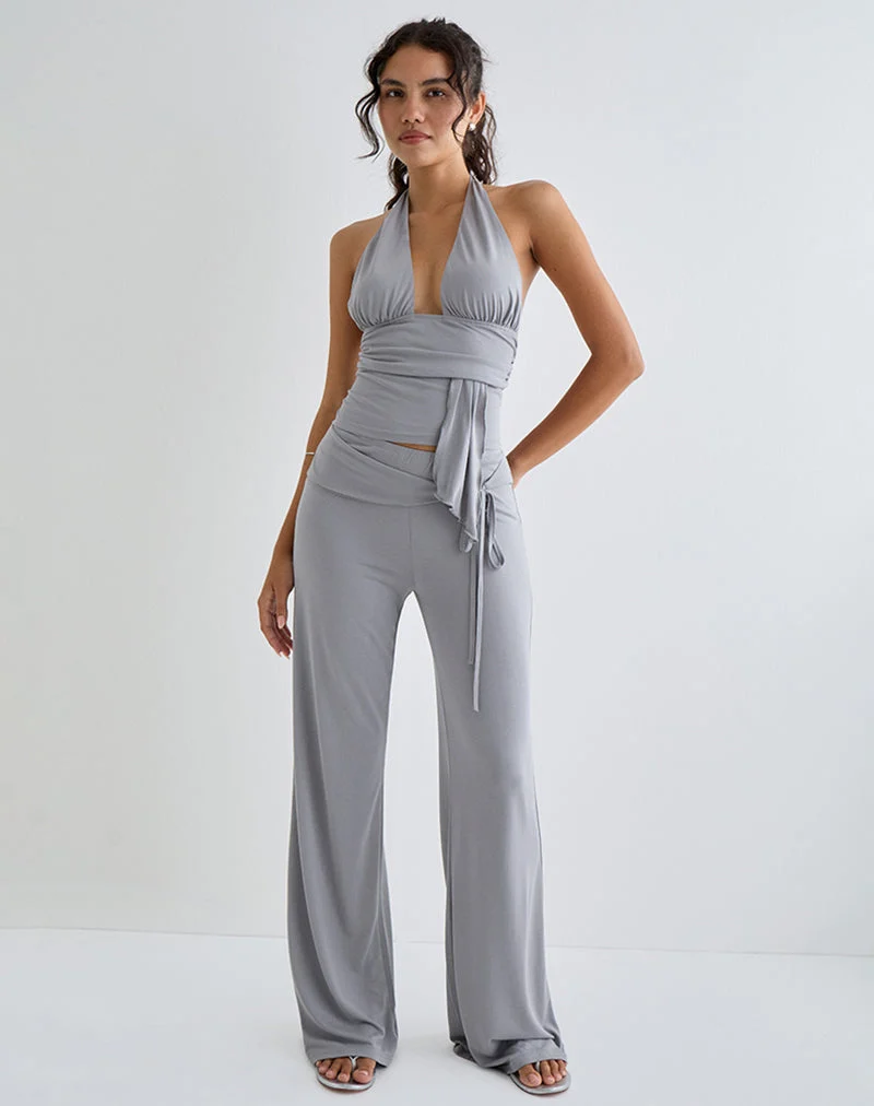 Prilla Neckholder-Top aus Cupro Grau
