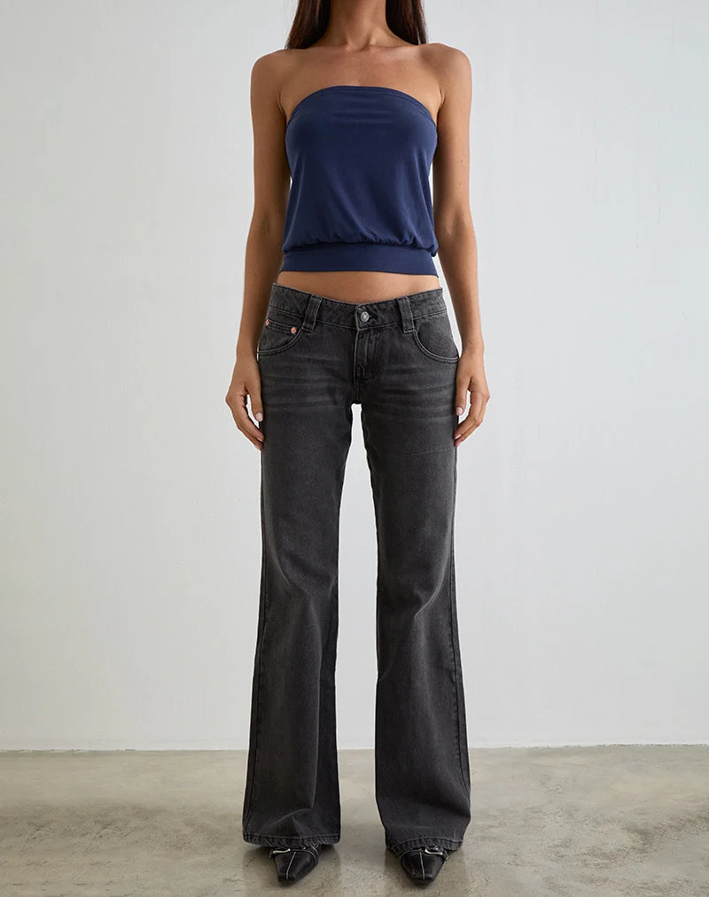 Jeans mit niedriger Leibhöhe und ausgestelltem Bein in Vintage-Schwarz