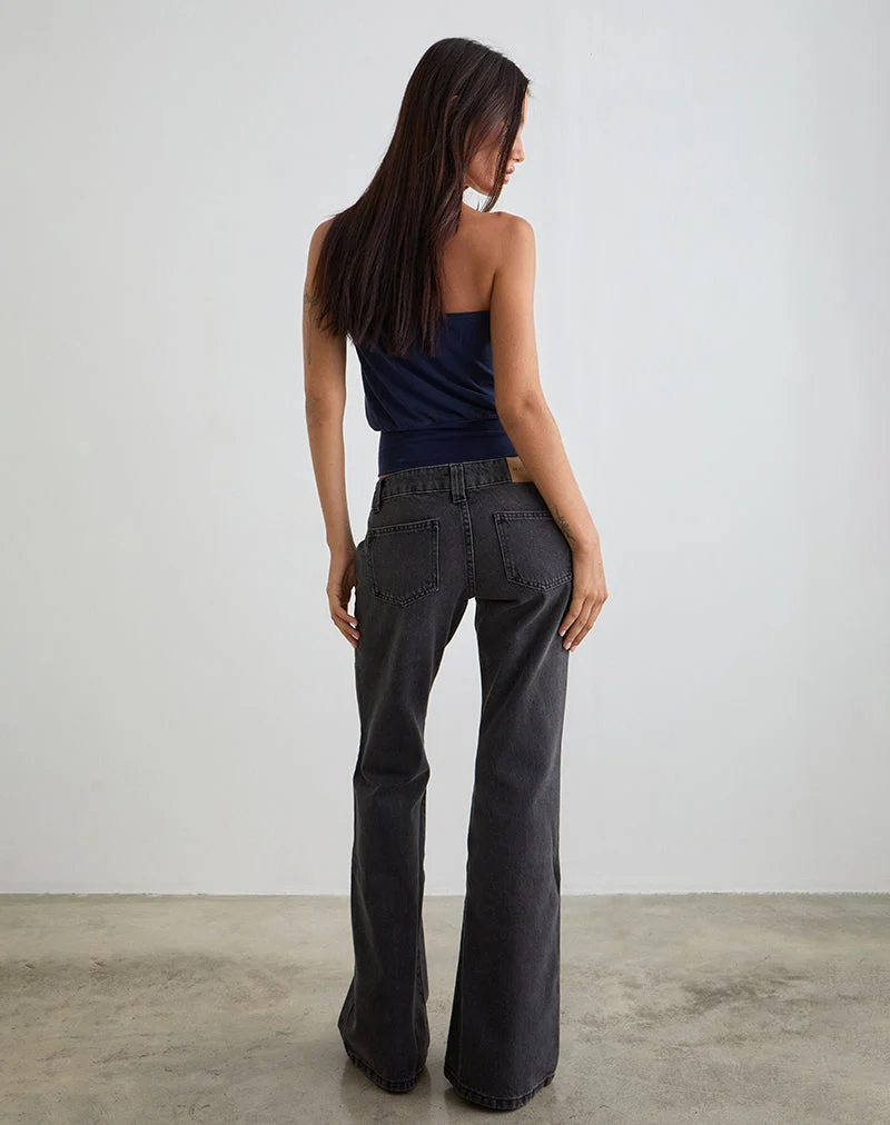 Jeans mit niedriger Leibhöhe und ausgestelltem Bein in Vintage-Schwarz