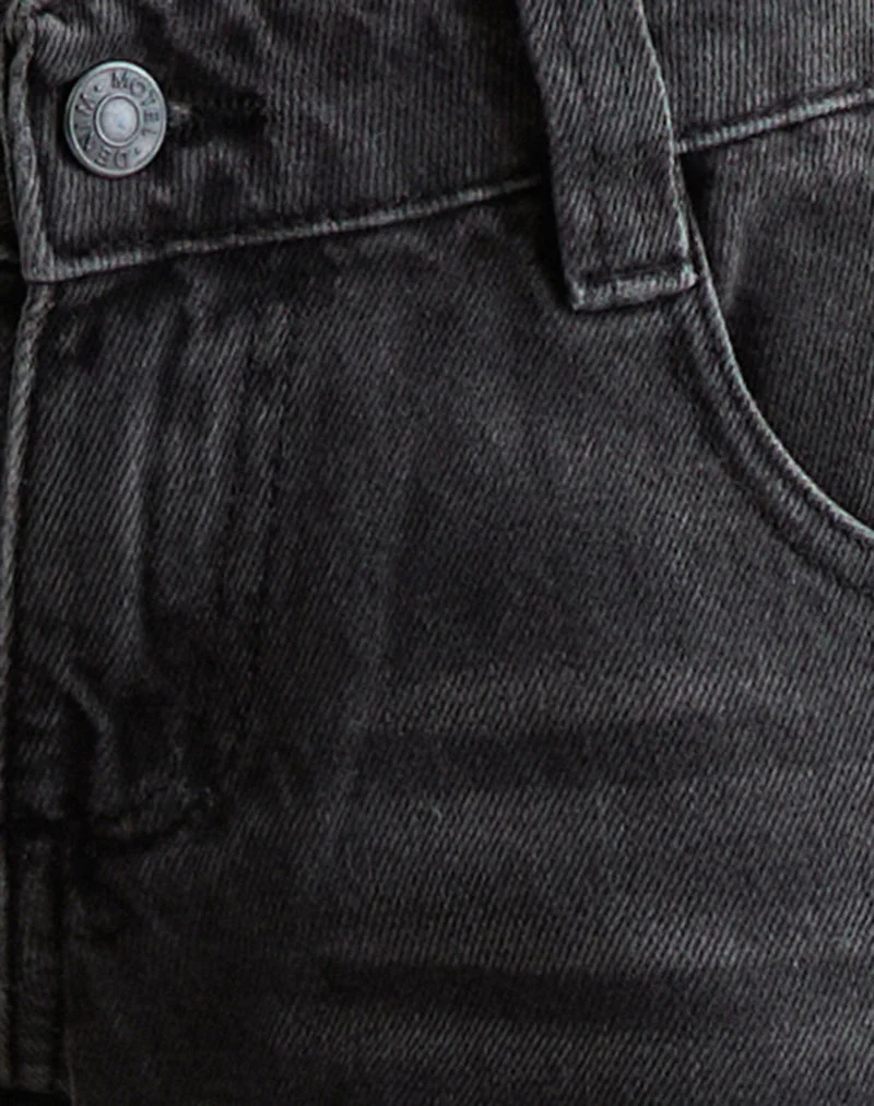 Jeans mit niedriger Leibhöhe und ausgestelltem Bein in Vintage-Schwarz