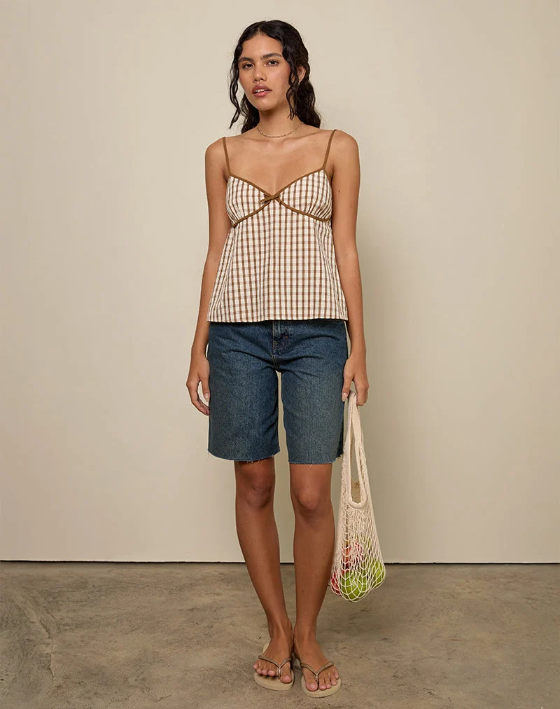 Milota Cami Top in braunem Karo