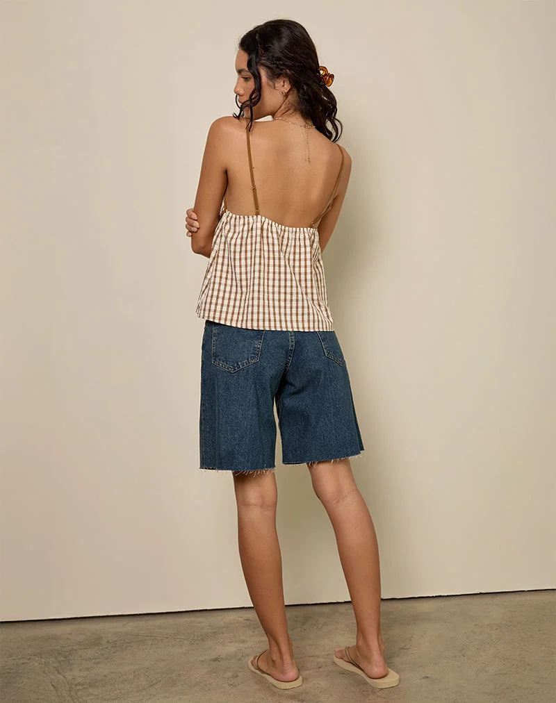 Milota Cami Top in braunem Karo