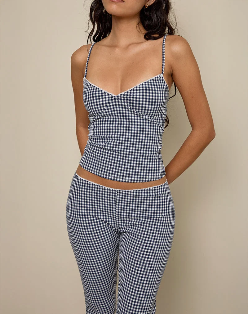 Gaika Cami Top aus Seersucker Gingham Navy