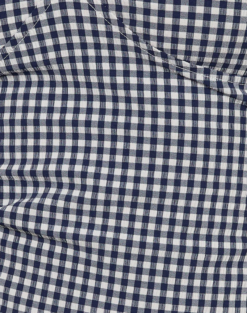 Gaika Cami Top aus Seersucker Gingham Navy