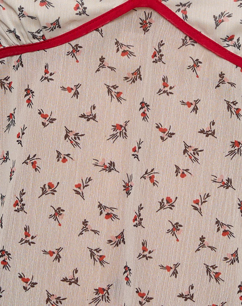 Micha Neckholder-Top in Ditsy Floral Elfenbein
