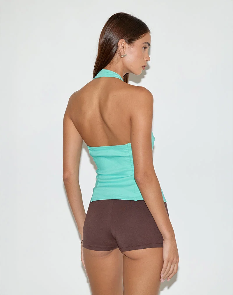 Oorja Neckholder-Top in Tailoring Aqua