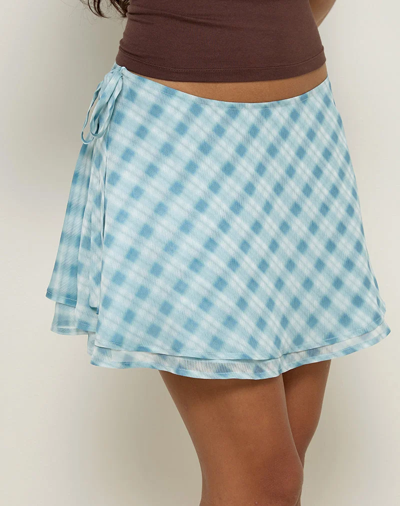 Anora Minirock aus verwischtem Karo Blau