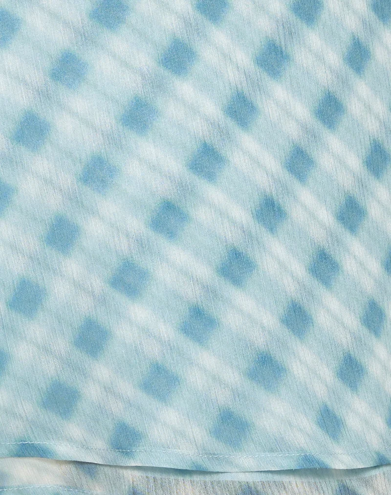 Anora Minirock aus verwischtem Karo Blau