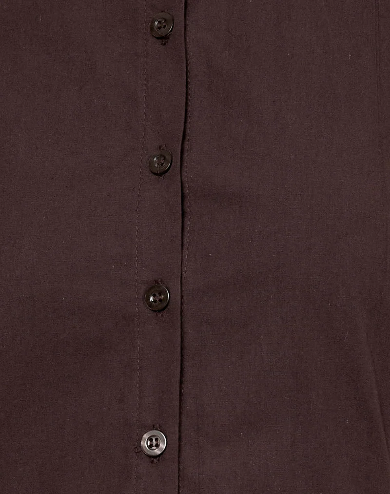Mikena Kleid mit Kragen in tiefem Mahagoni