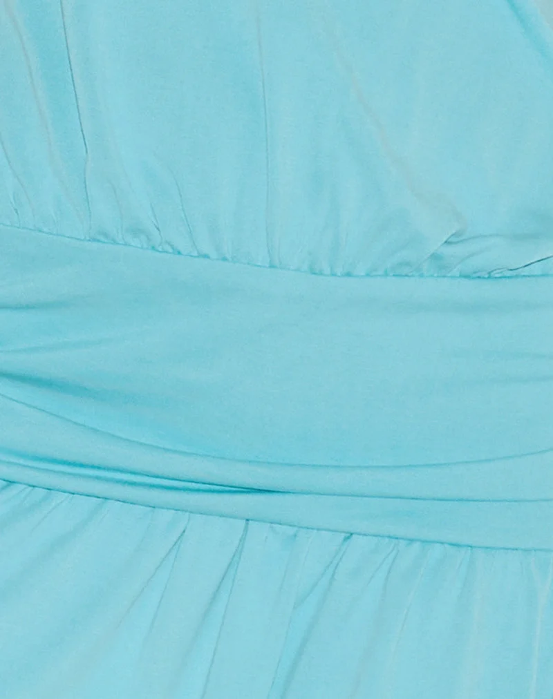 Ramira Minikleid mit tief sitzender Taille aus Cupro in Aqua