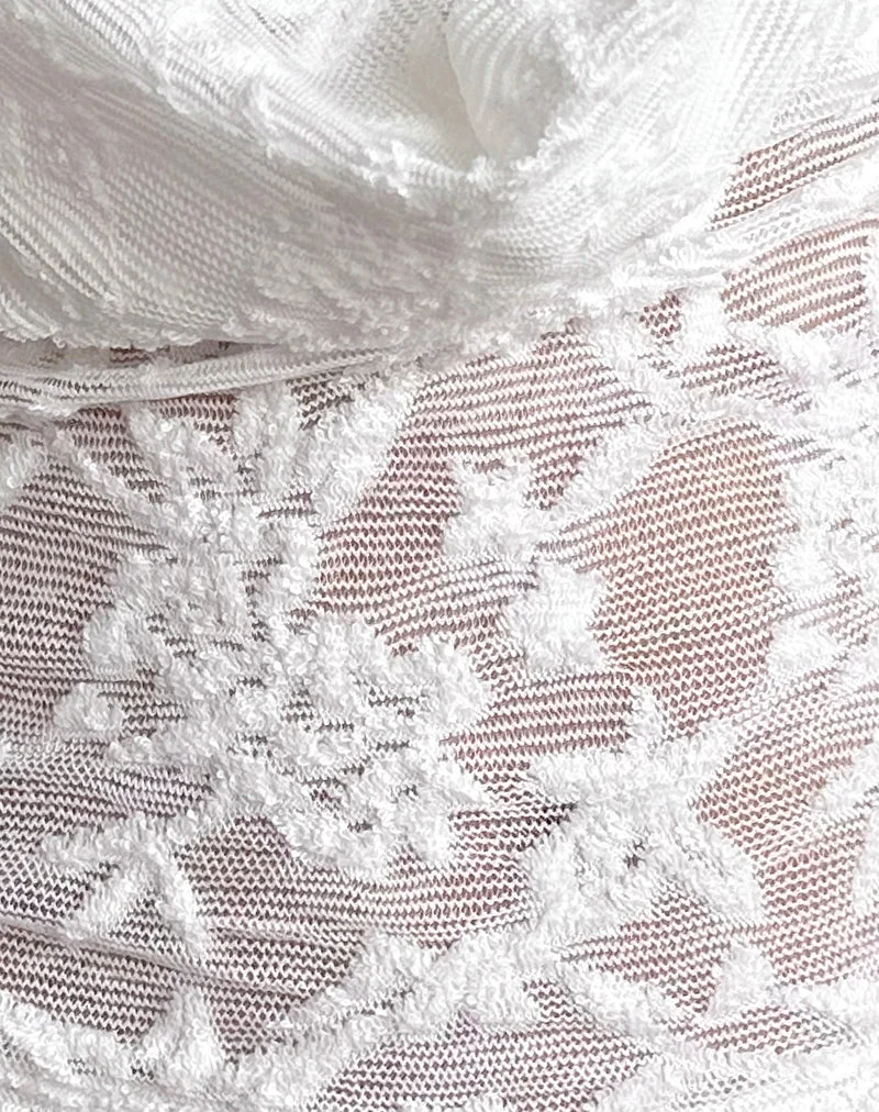 Yukari Tiefes Top aus Jacquard-Strick Weiß