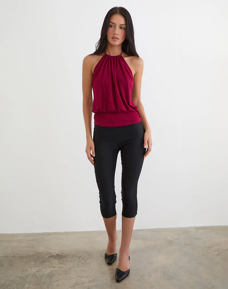 Diraka High Neck Top aus Rayon-Jersey in Burgunderrot