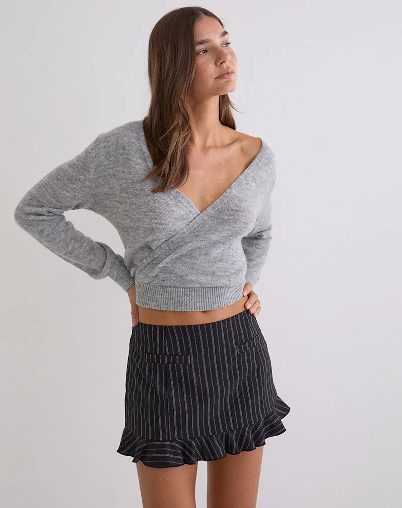 Kalika Minirock in Tailoring Stripe Schwarz