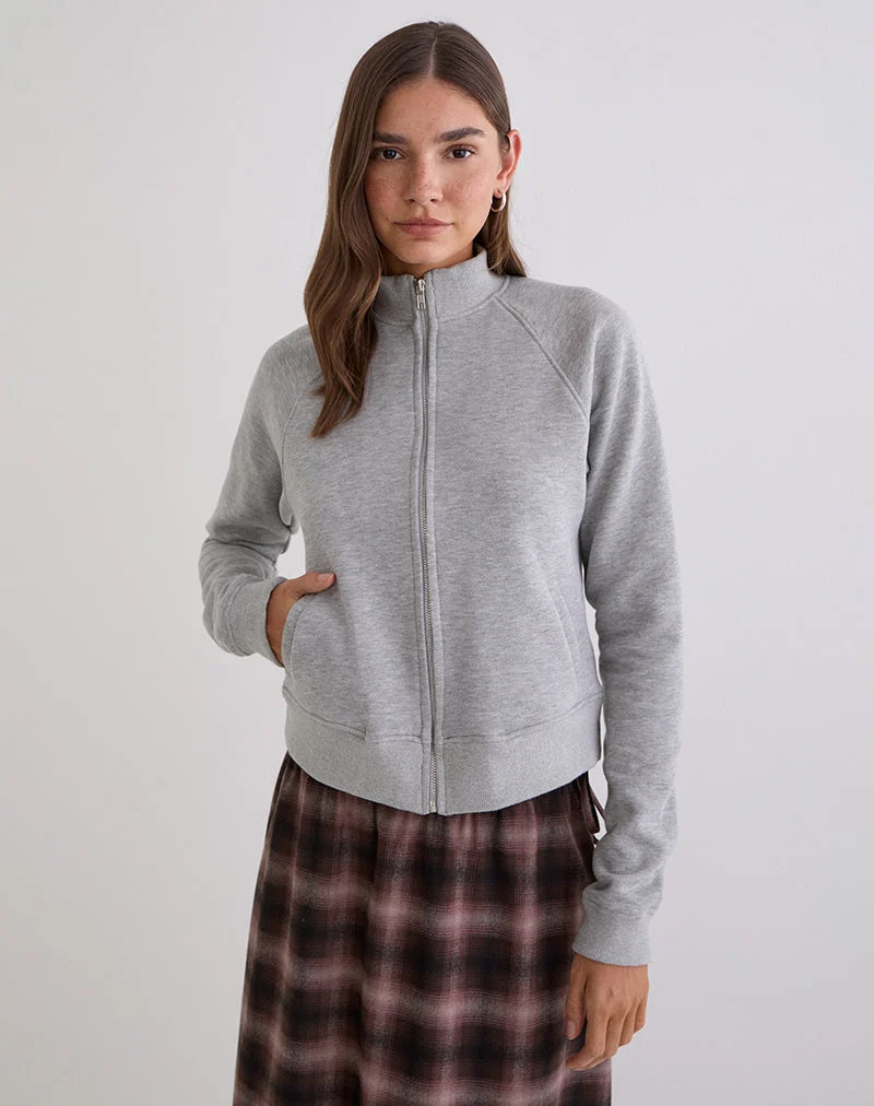 Tamayo Zip-Rollkragenpullover in Grau meliert