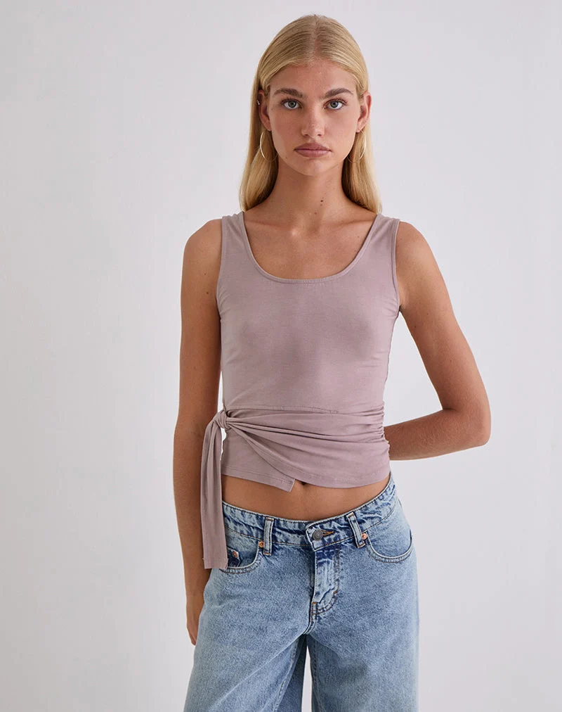 Tanzy Tie Top aus Jersey in Altrosa