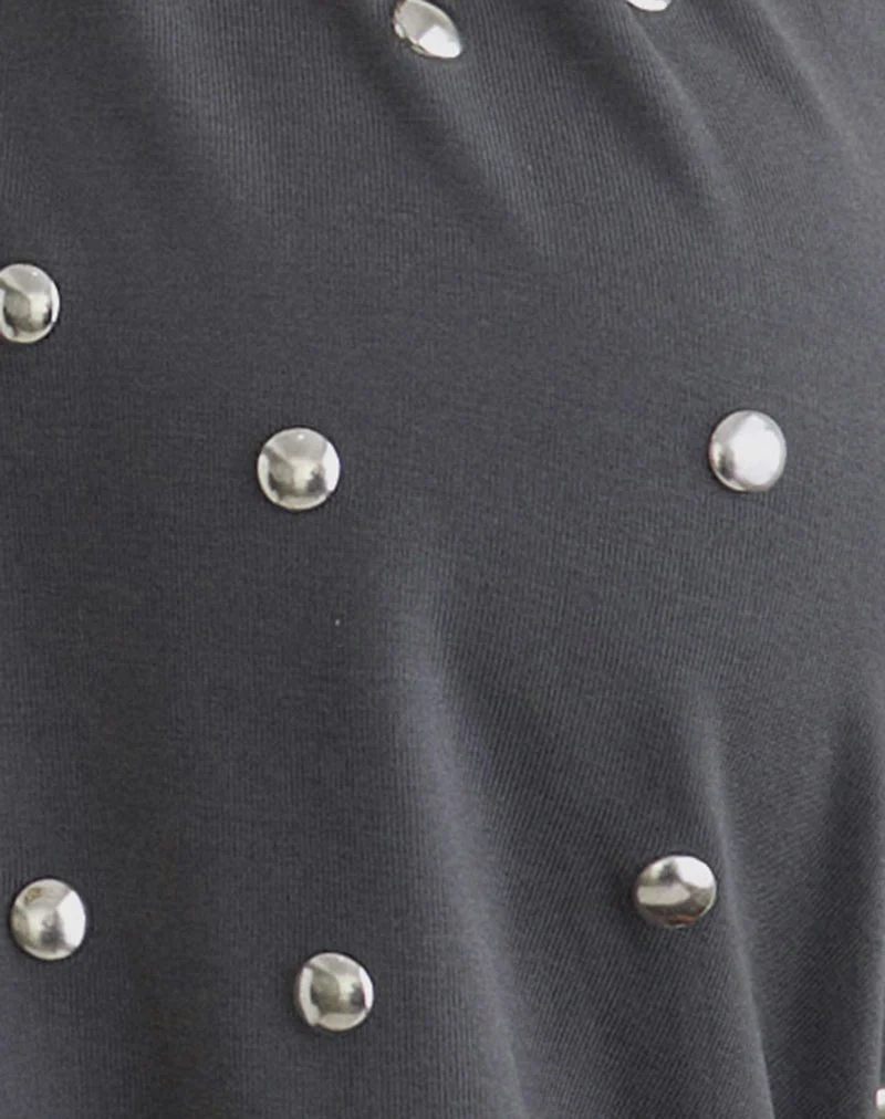 Karise Plunge Top aus Cupro in Anthrazitgrau