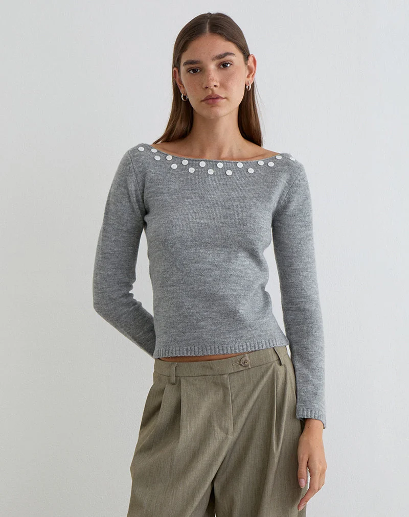 Manahi Pullover aus Perlmuttstrick in Grau