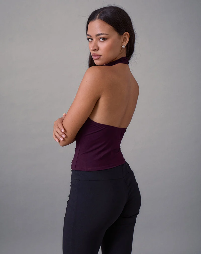 Galile High Neck Top aus Jersey in Feige