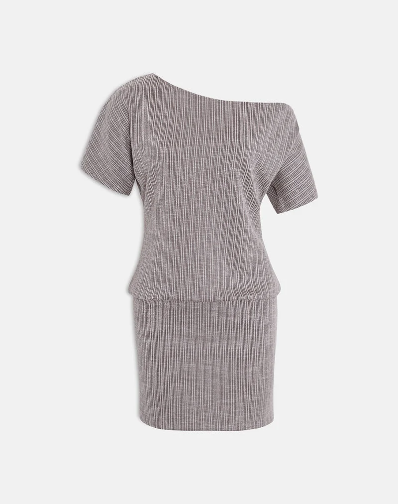 Amelita Minikleid aus Rippstrick Braun Grau