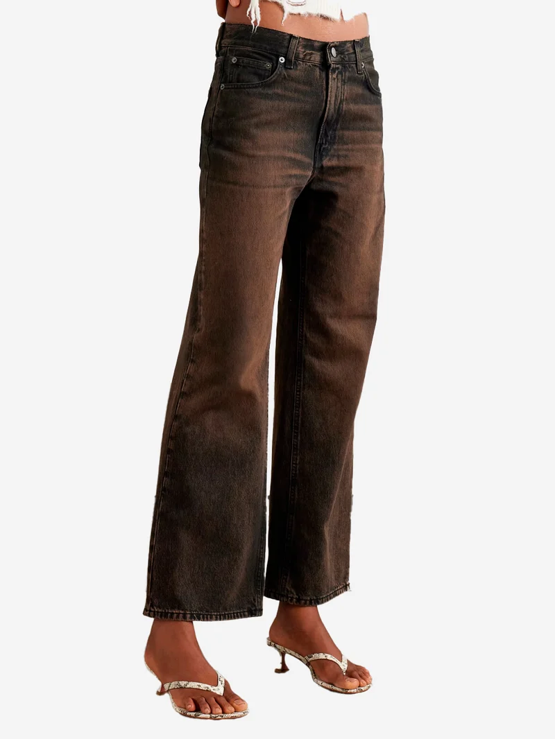Jeans a gamba larga marroni 'Korea'
