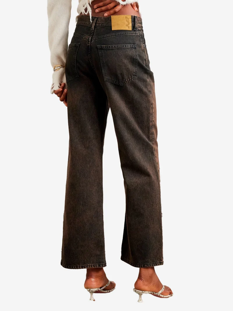 Jeans a gamba larga marroni 'Korea'