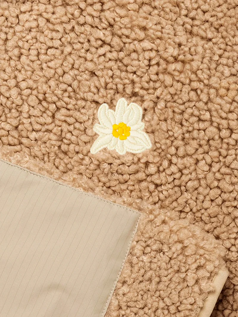 Giacca in pile teddy unisex con zip e toppa 'Edelweiss'