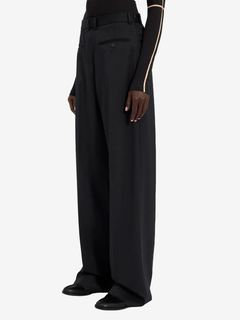 Pantaloni sartoriali misto lana con white stitch sul retro