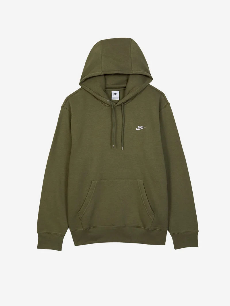 Felpa pullover verde oliva con cappuccio e swoosh